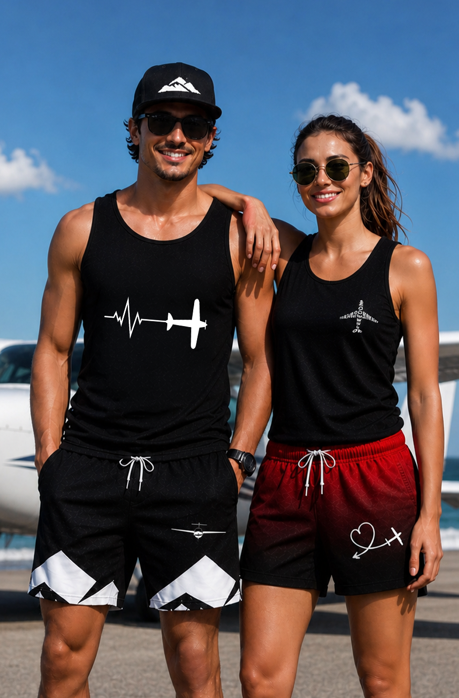 Tanktop Herzschlag mit Flugzeug