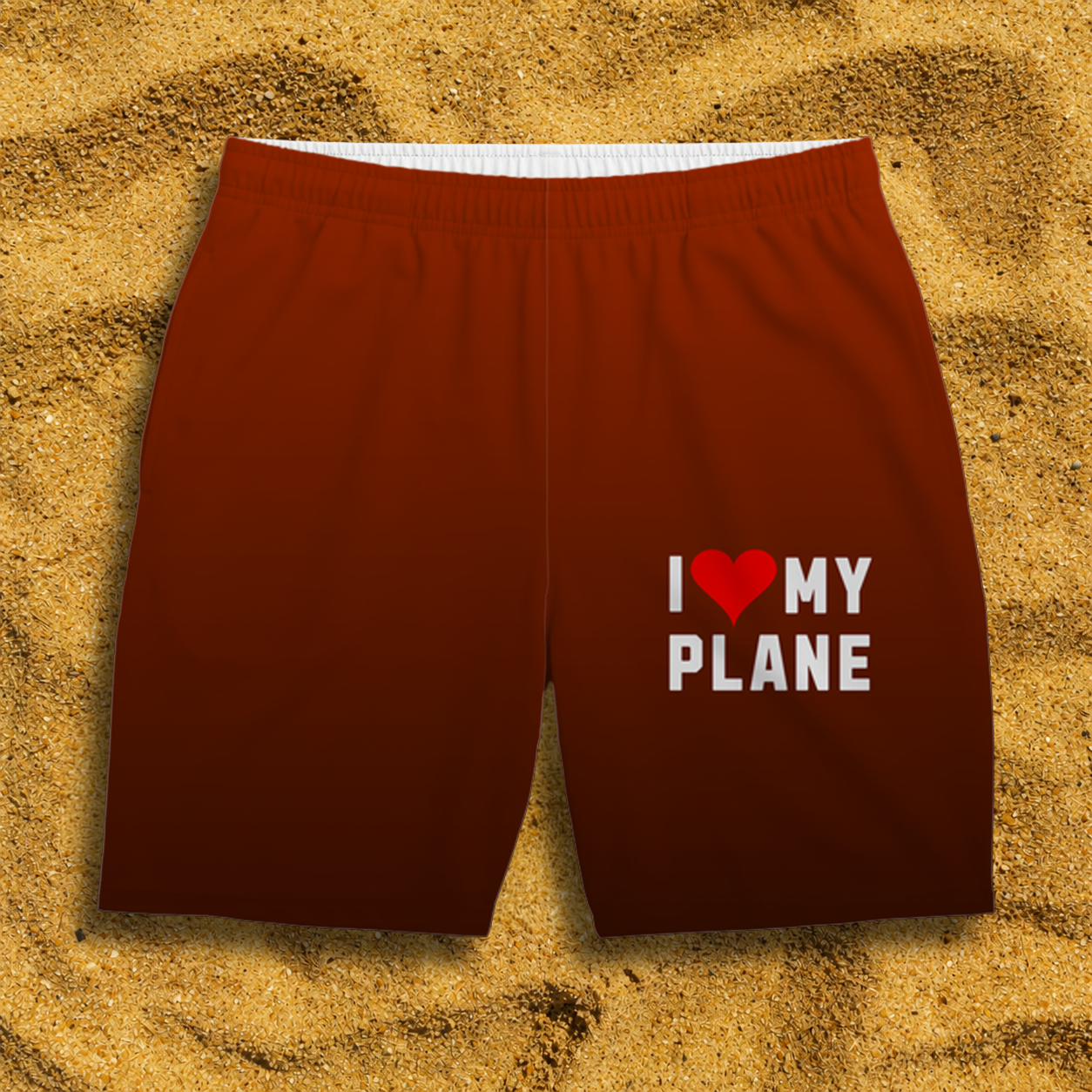 Badehose rot I Love my Plane