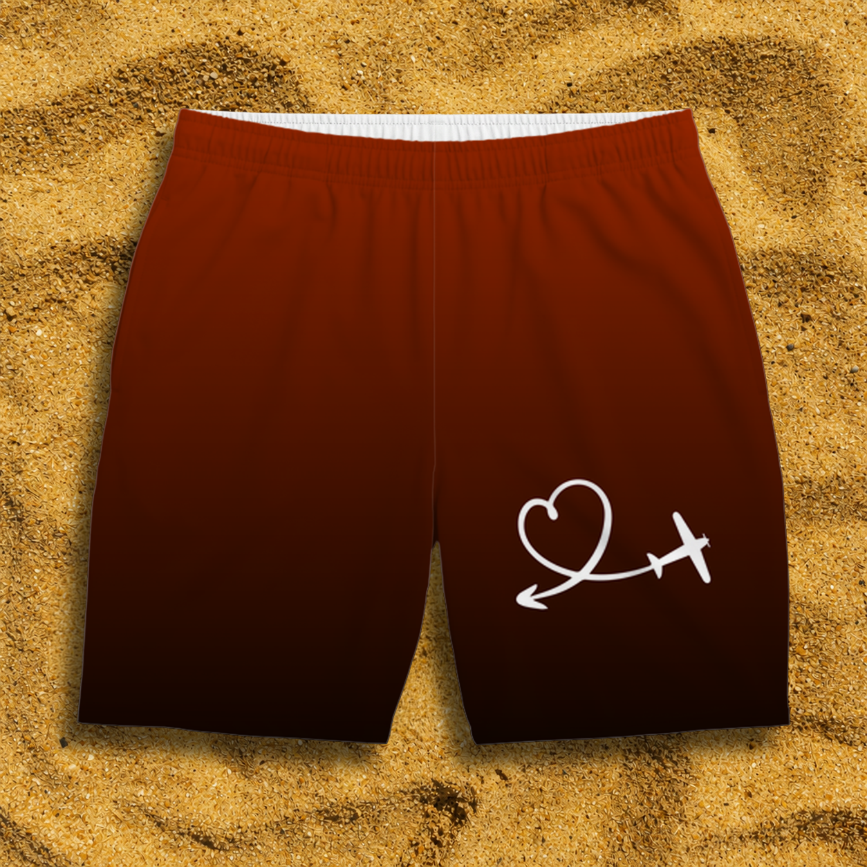 Badehose rot Herz mit Flugzeug