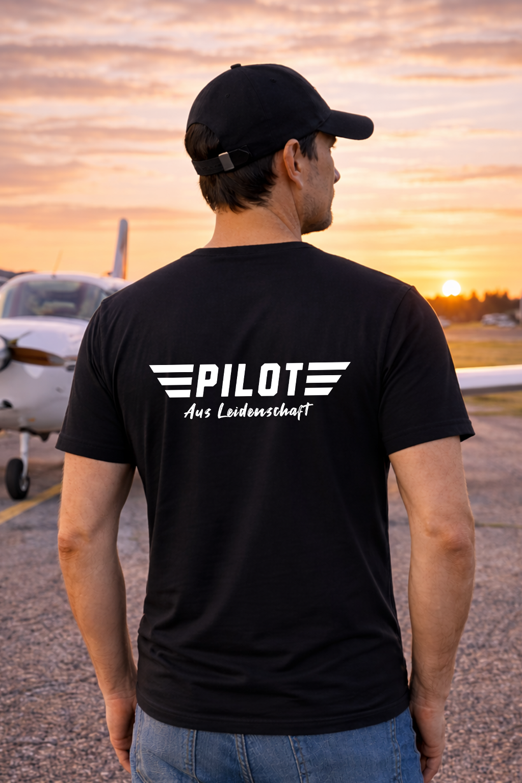T-Shirt - Pilot aus Leidenschaft mit Backprint