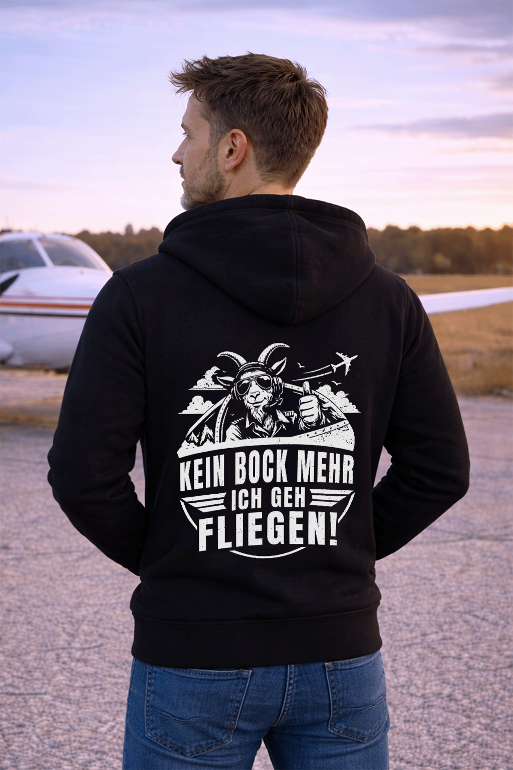 Zipper Hoodie - Kein Bock mehr ich geh fliegen mit Backprint