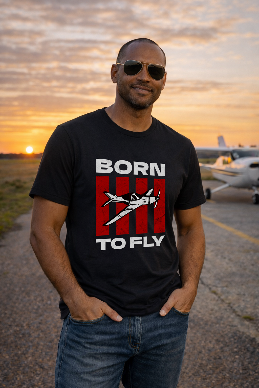T-Shirt - Born to Fly with Plane