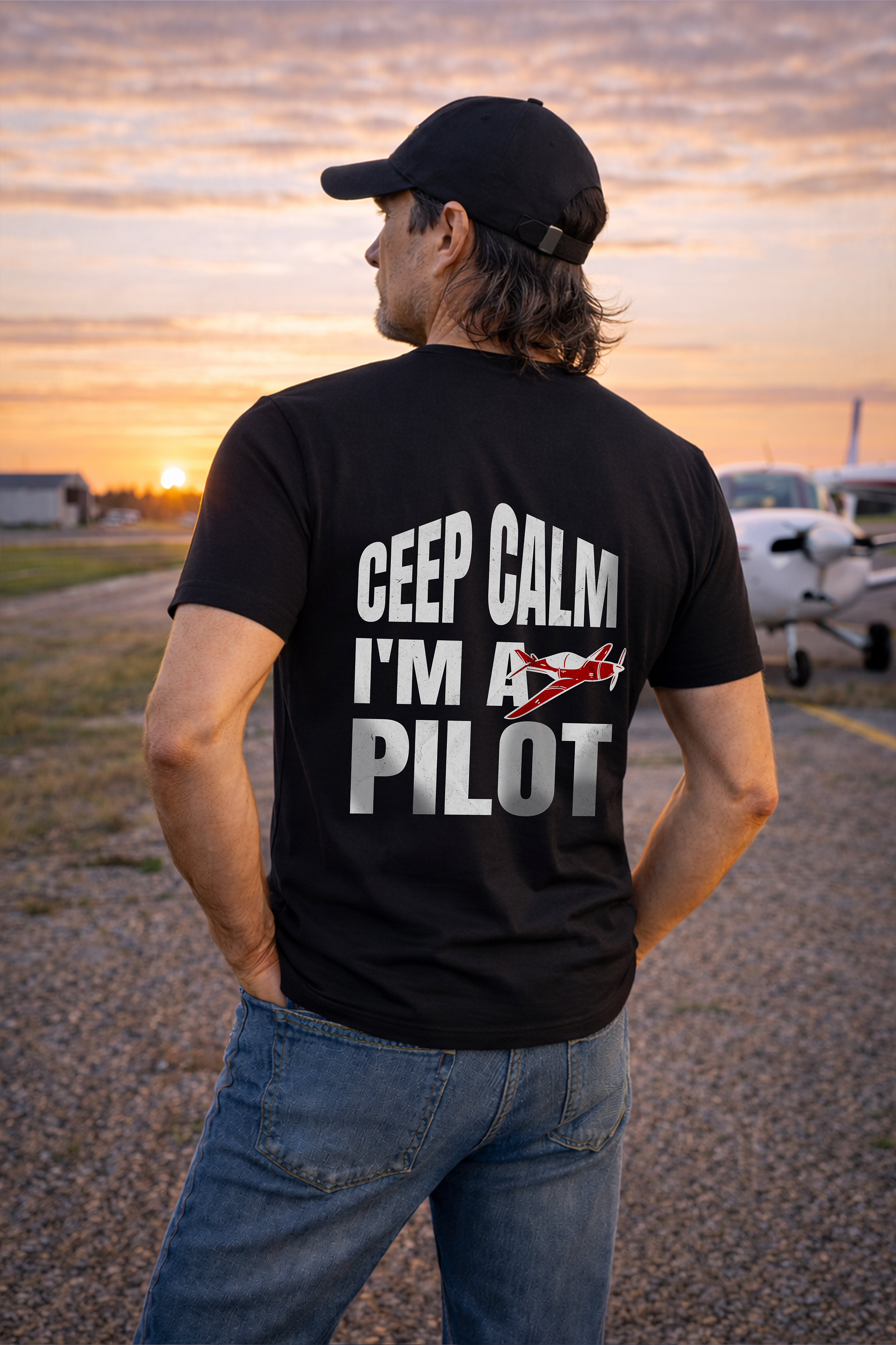 T-Shirt - Ceep Calm I'm a Pilot Backprint