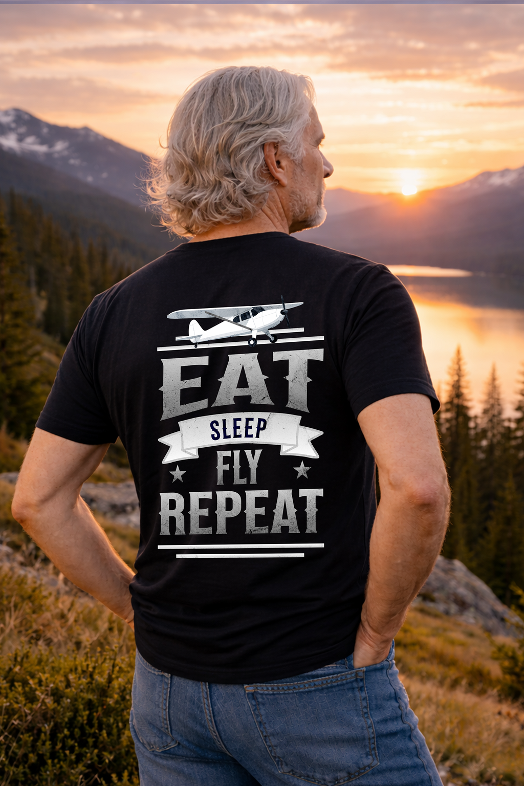 T-Shirt - Eat Sleep Fly Repeat Backprint