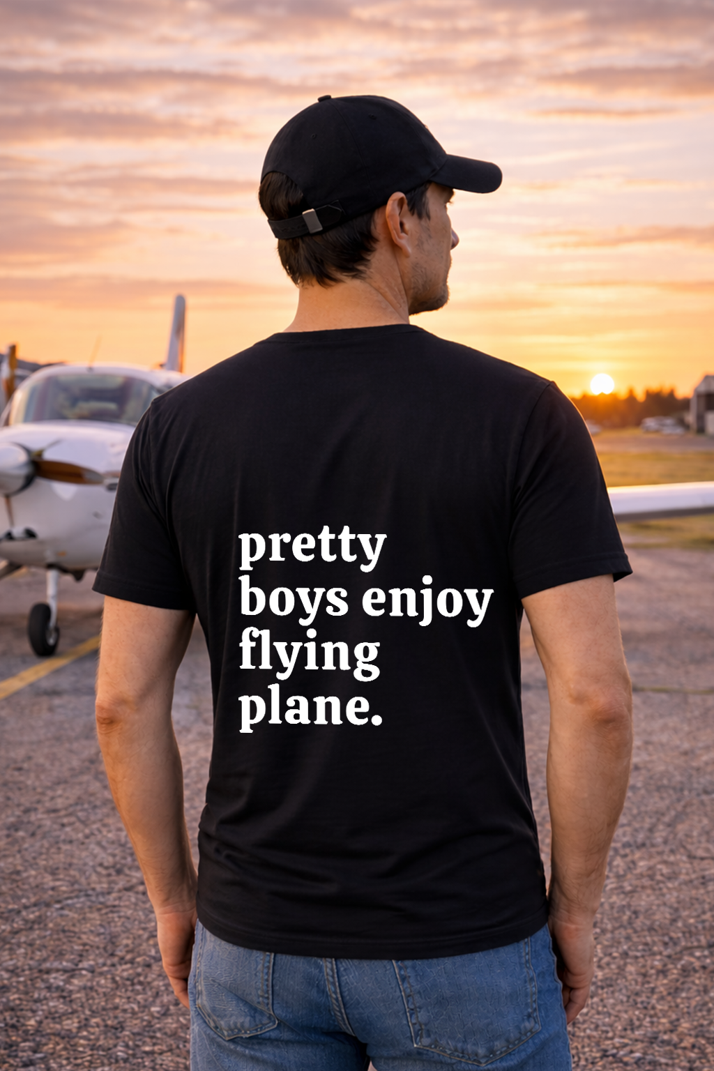 T-Shirt - Pretty boys enjoy flying plane Backprint