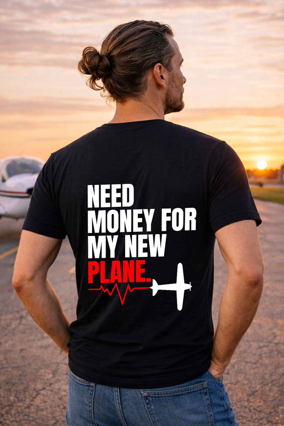 T-Shirt - Need Money for my new Plane Backprint