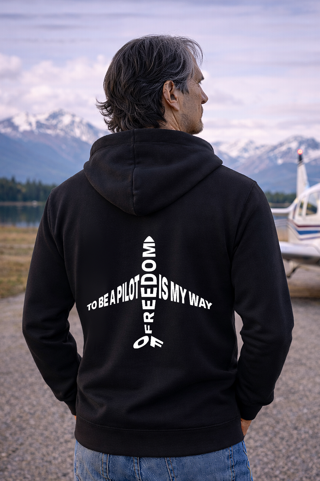 Hoodie - To be a Pilot is my way of Freedom mit Backprint