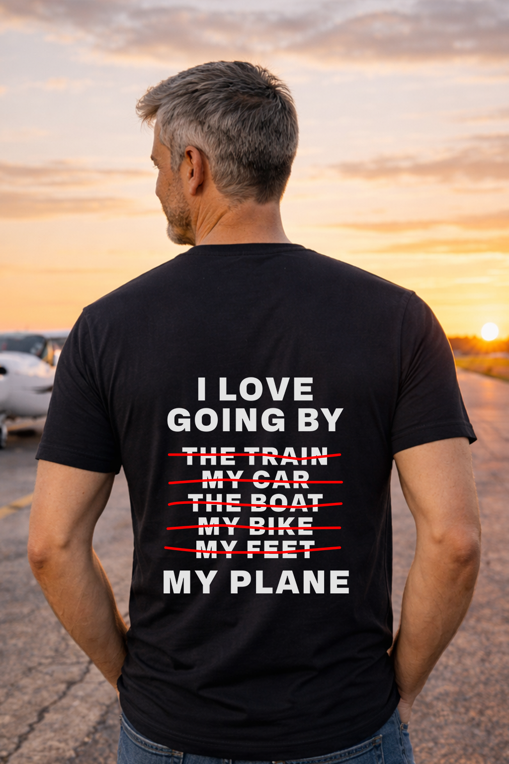 T-Shirt - I love going by my Plane Backprint