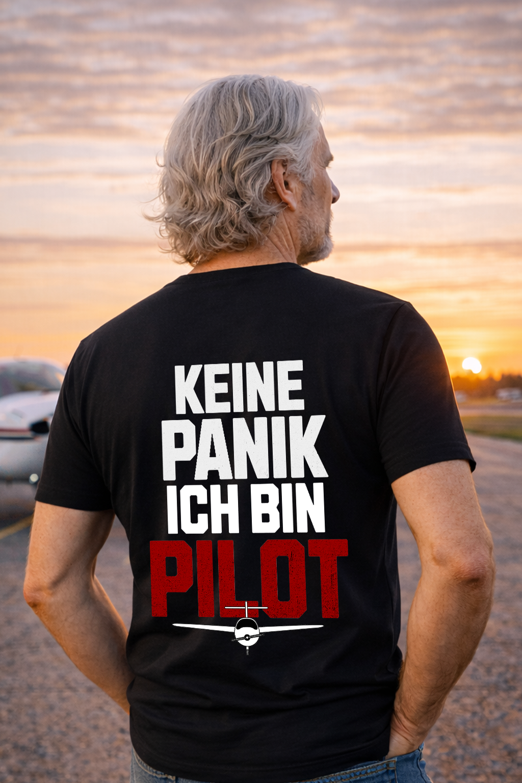 T-Shirt - Keine Panik ich bin Pilot Backprint
