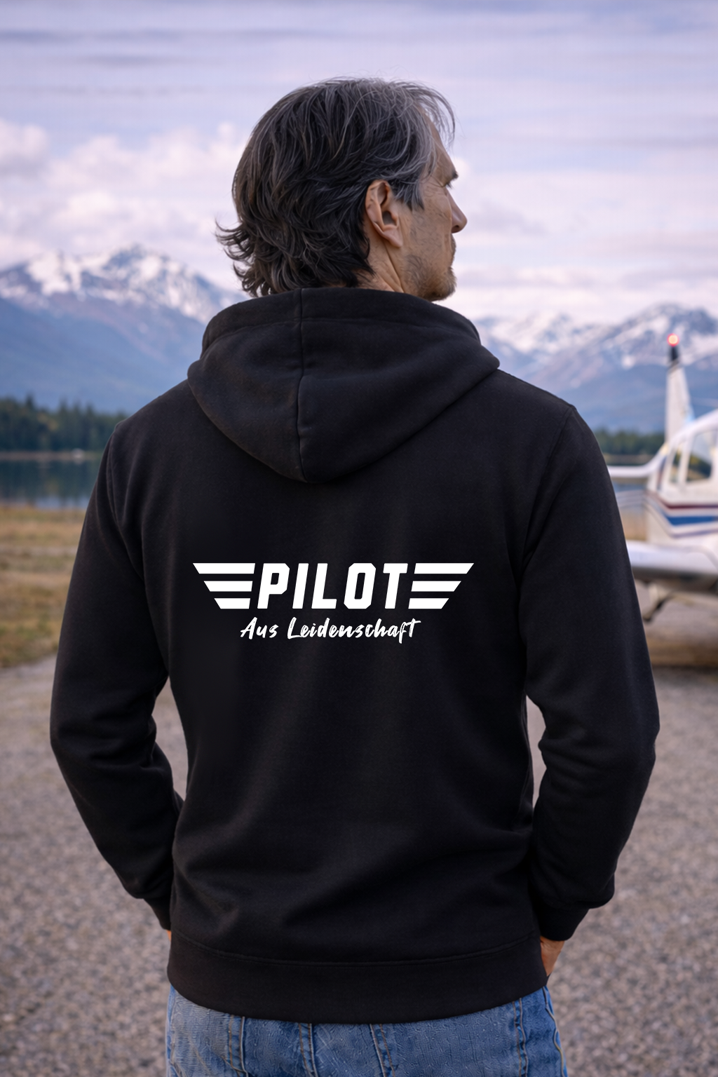 Hoodie - Pilot aus Leidenschaft mit Backprint