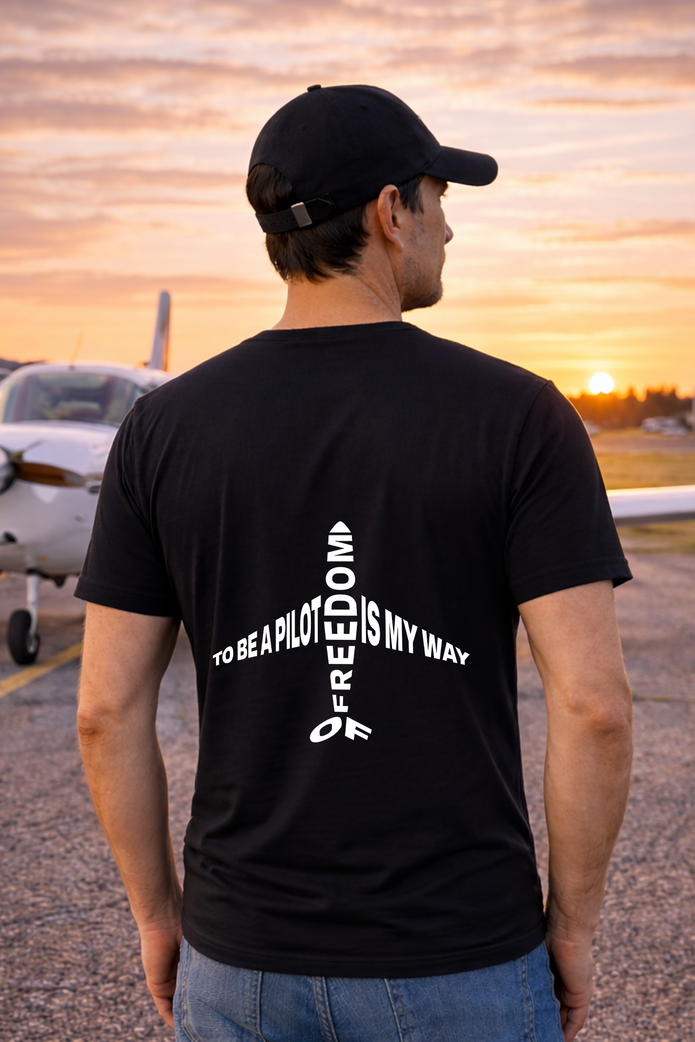 T-Shirt - To be a Pilot is my way of Freedom mit Backprint