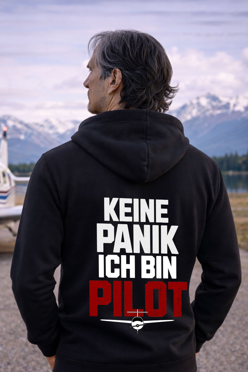 Hoodie - Keine Panik ich bin Pilot Backprint