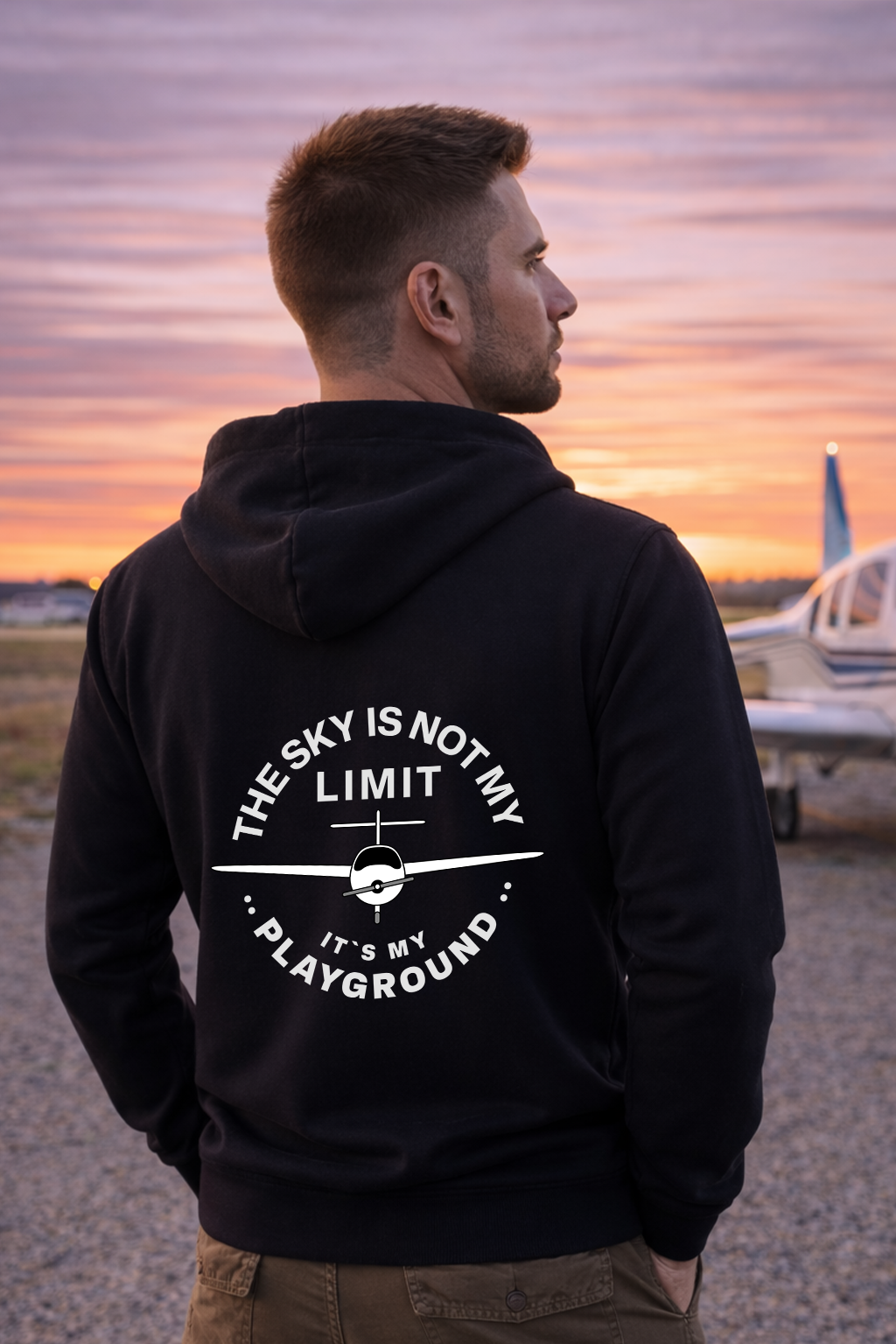 Zipper Hoodie - The Sky is not my Limit mit Backprint