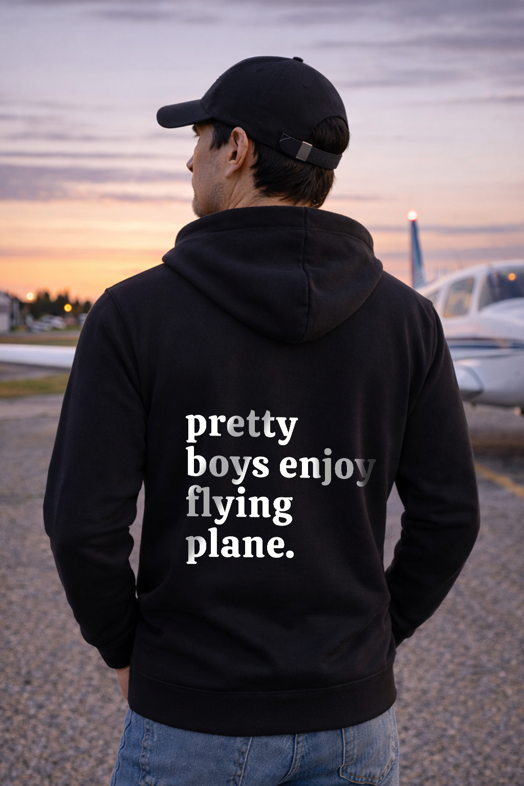 Hoodie - Pretty boys enjoy flying plane Backprint