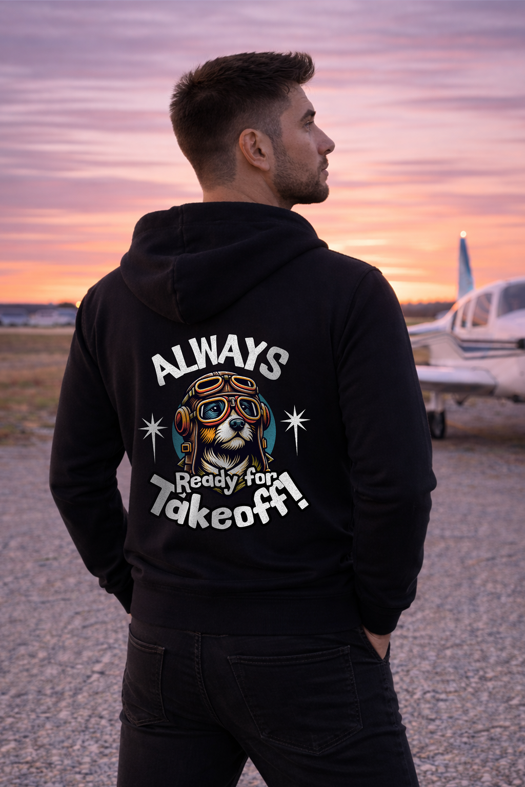Hoodie  - Always ready for Takeoff Backprint