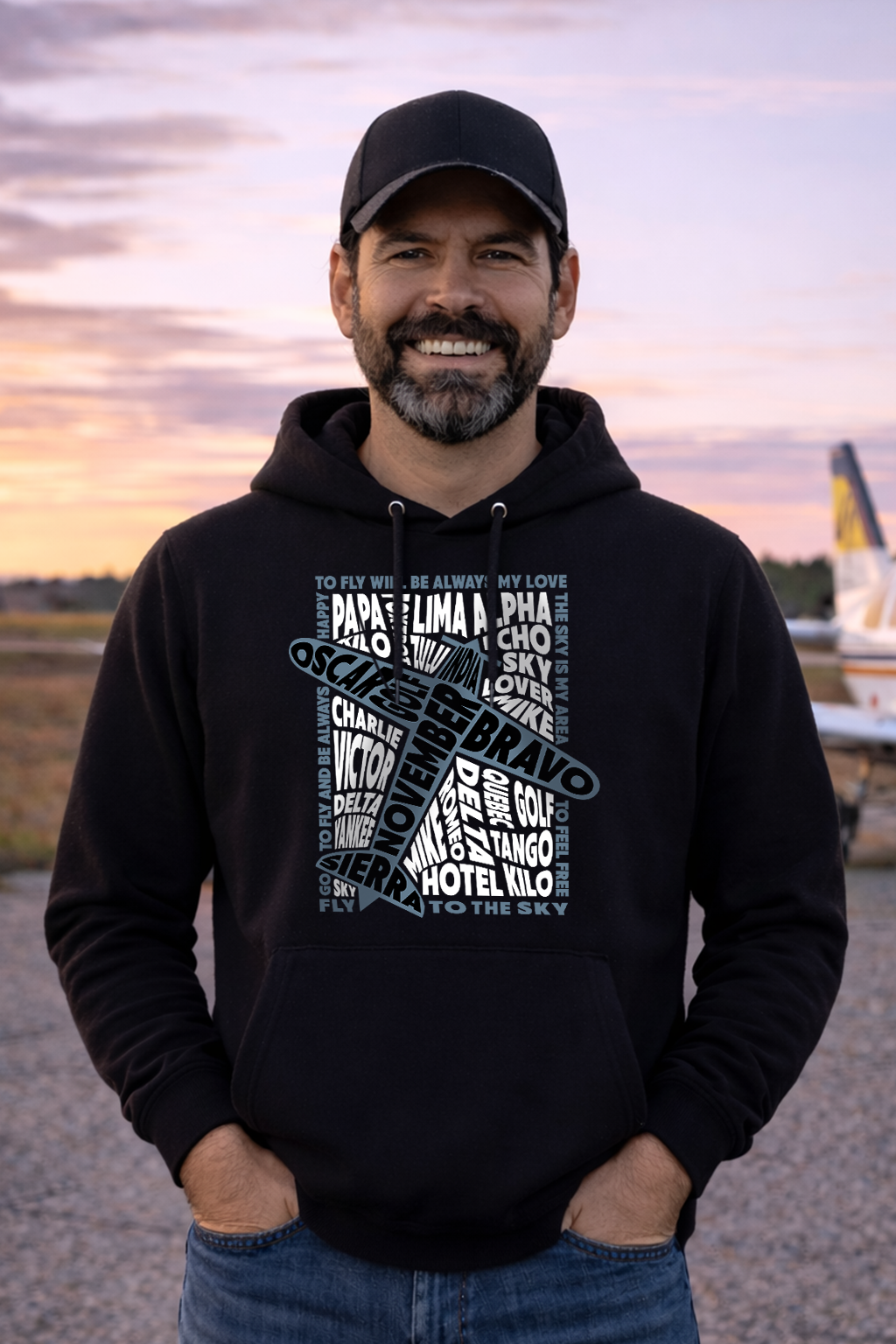 Hoodie - Pilotenalphabet mit Flugzeug