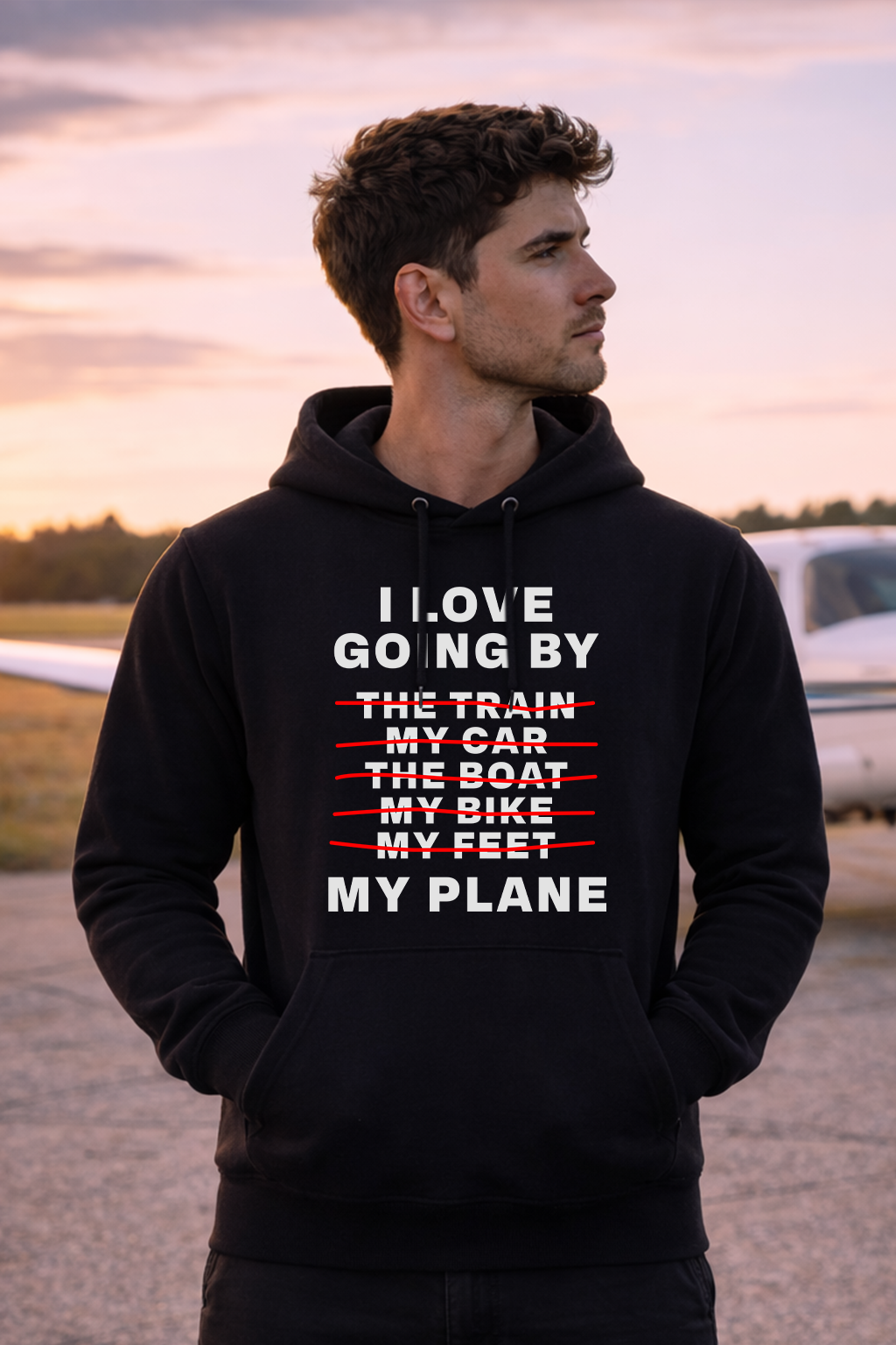 Hoodie - I love going by my Plane