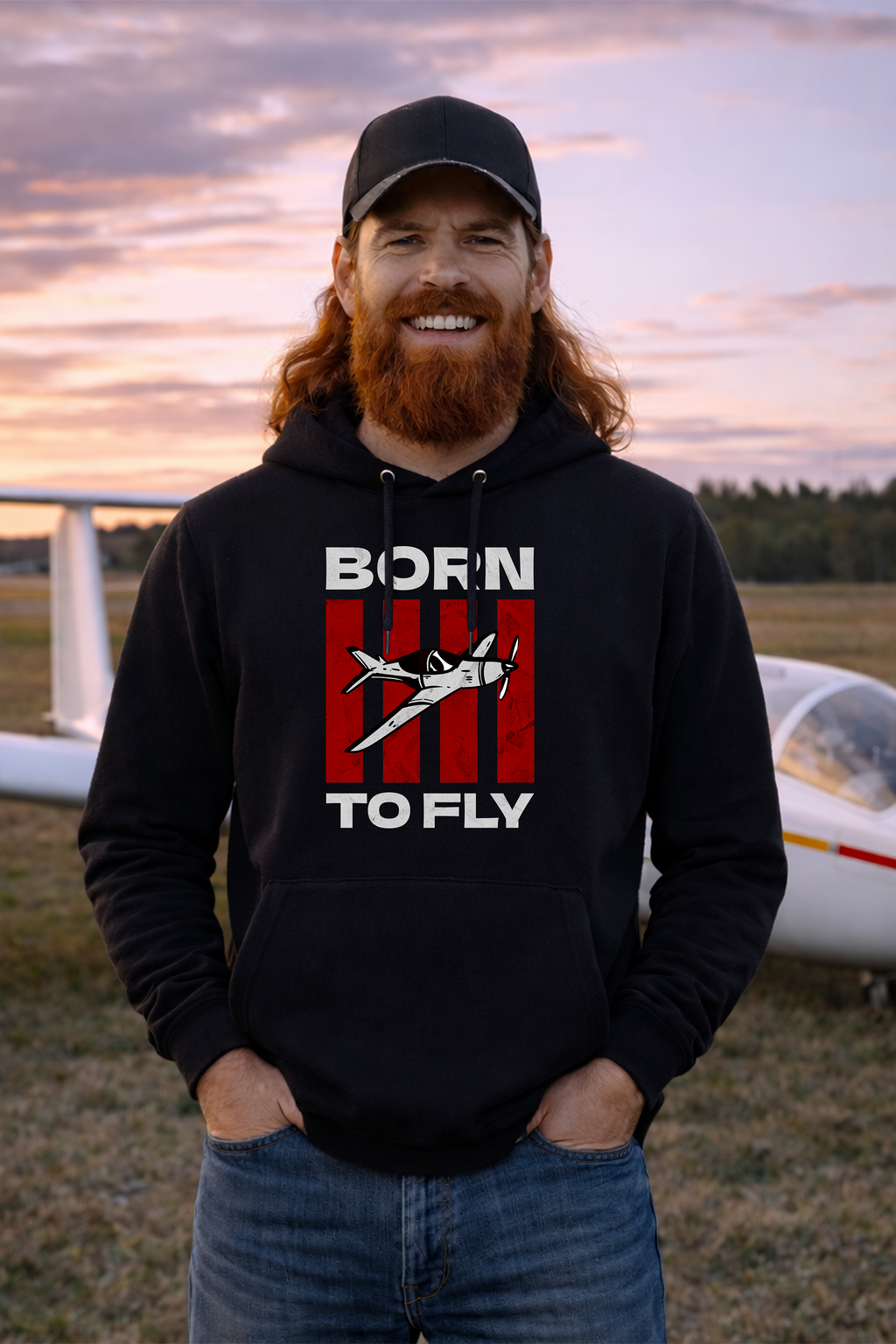 Hoodie - Born to Fly with Plane