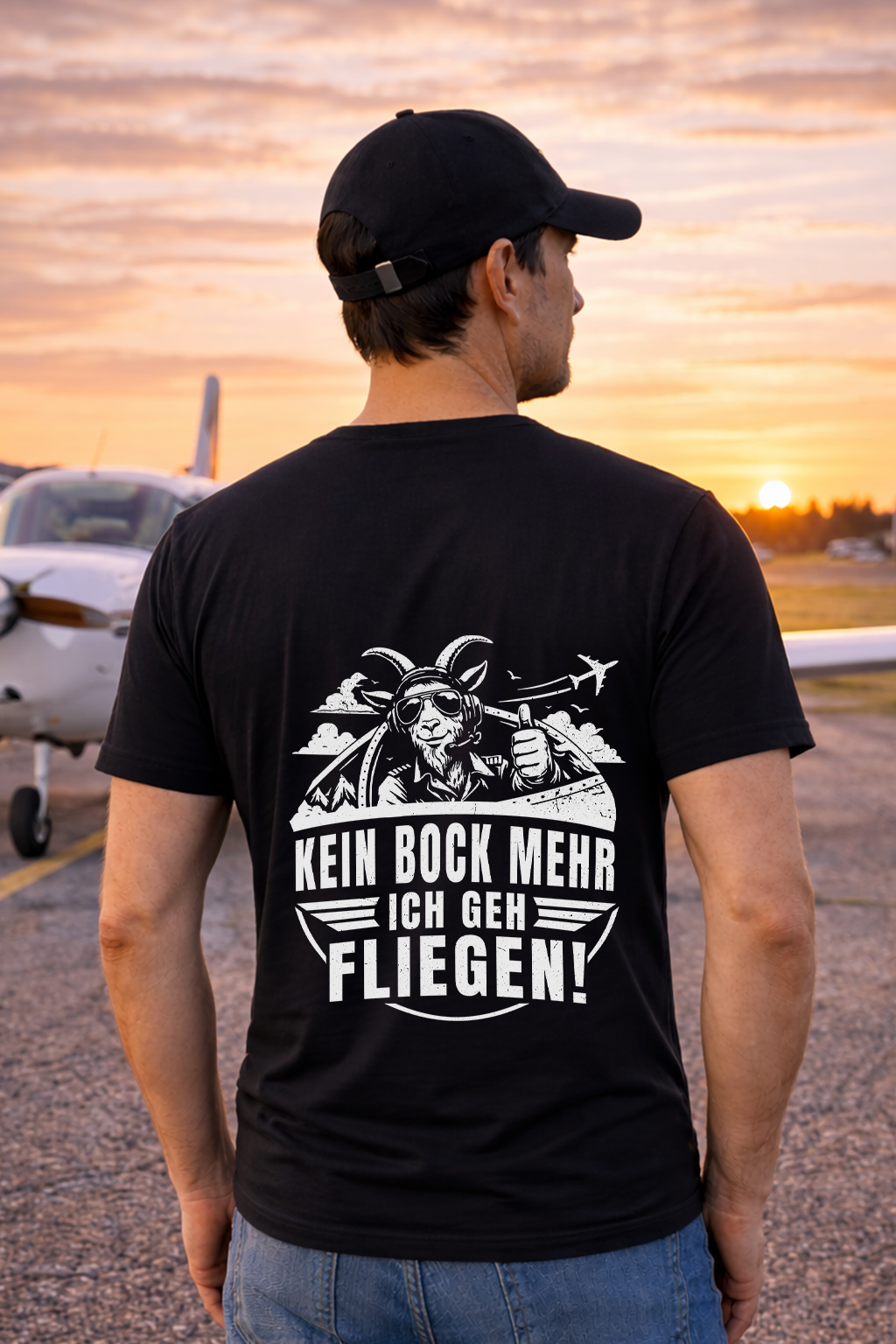 T-Shirt - Kein Bock mehr ich geh fliegen Backprint