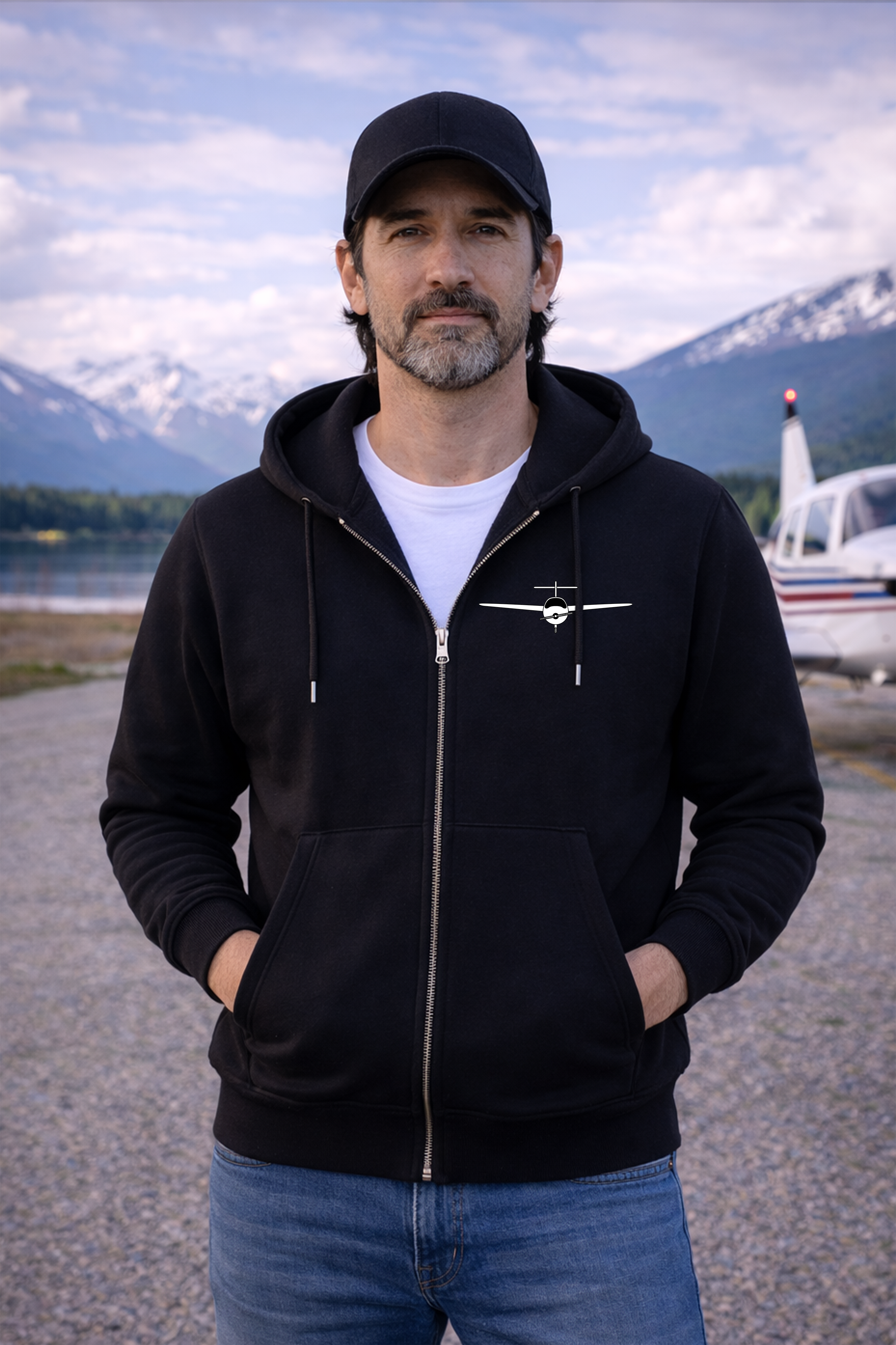 Zipper Hoodie - No days without flying mit Backprint