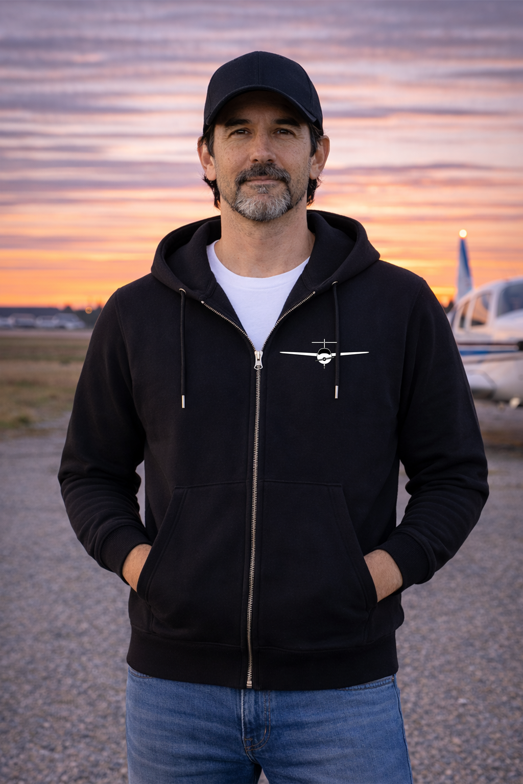 Zipper Hoodie - Ceep Calm I'm a Pilot mit Backprint