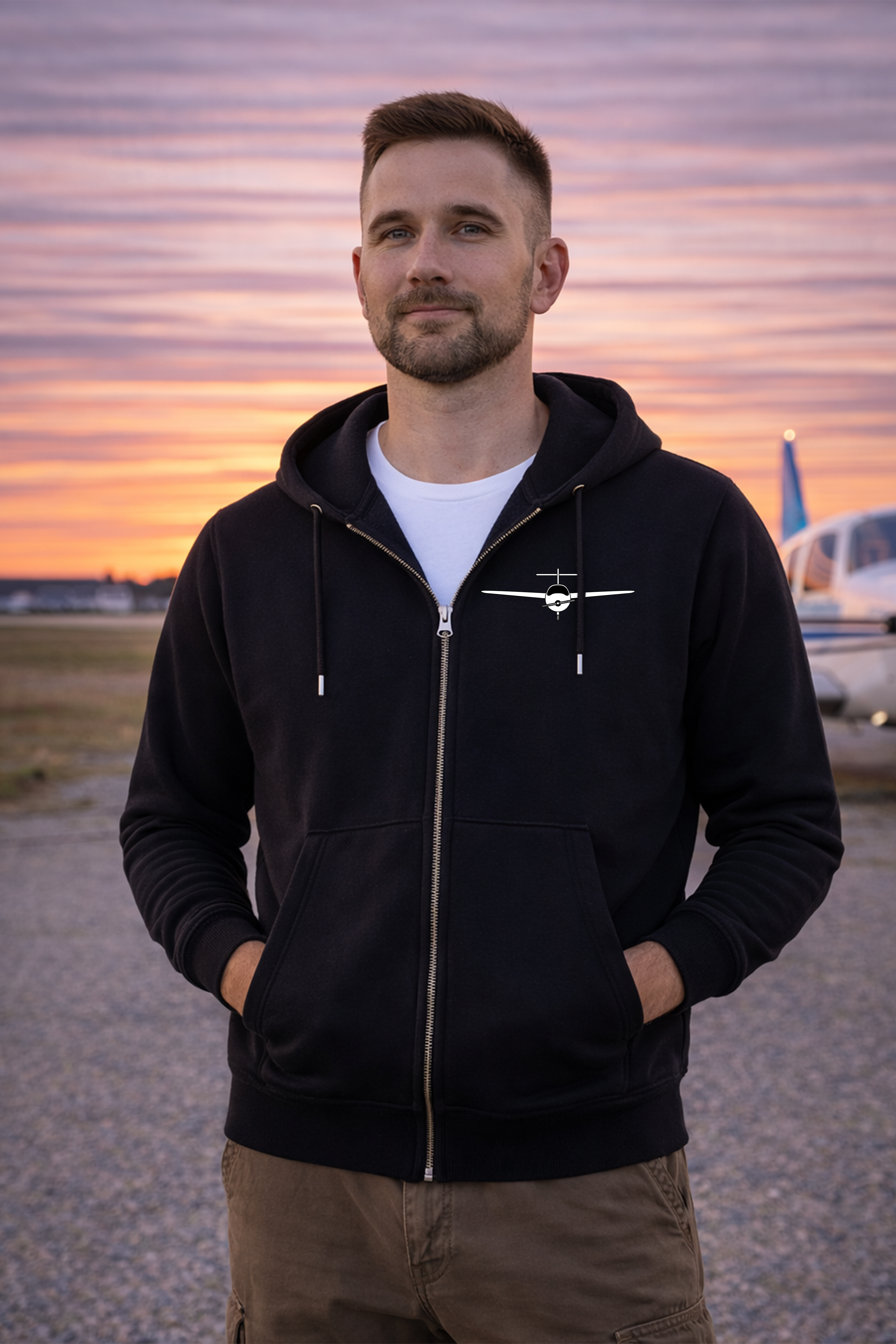 Zipper Hoodie - Flight Computer mit Backprint