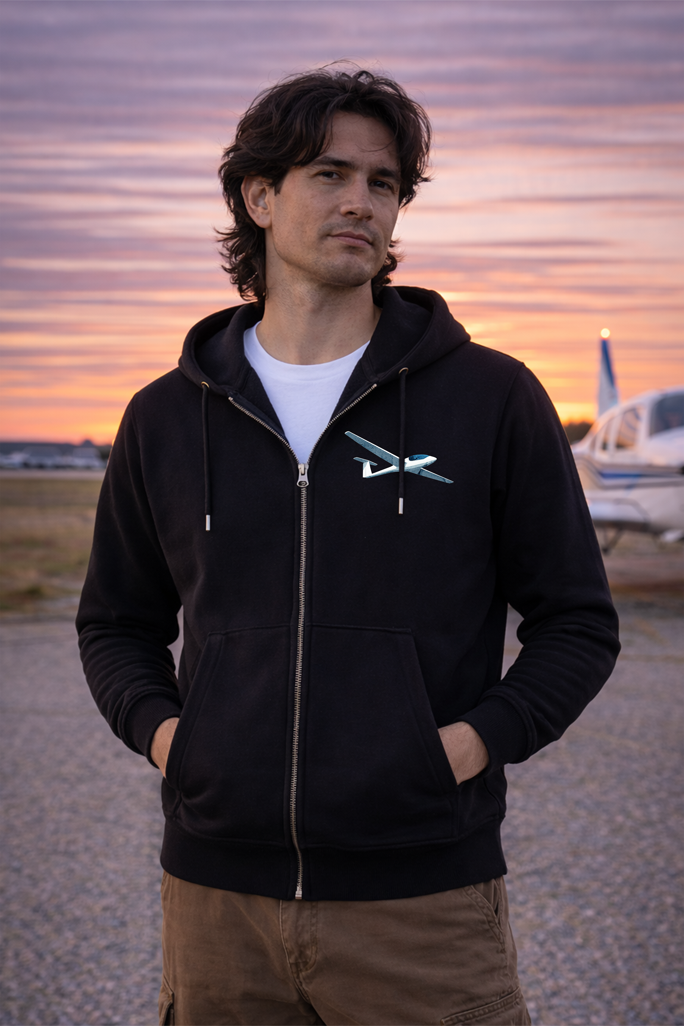 Zipper Hoodie - Stay cool I´m a Pilot mit Backprint