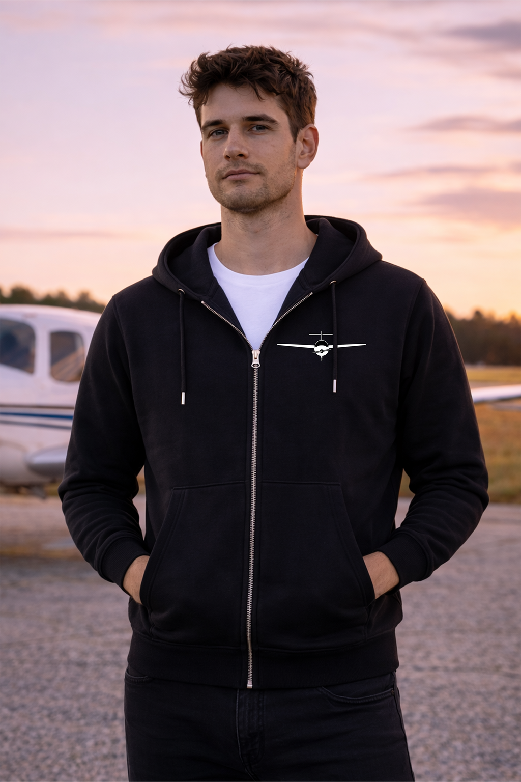 Zipper Hoodie - Pilot sein ist Freiheit mit Backprint