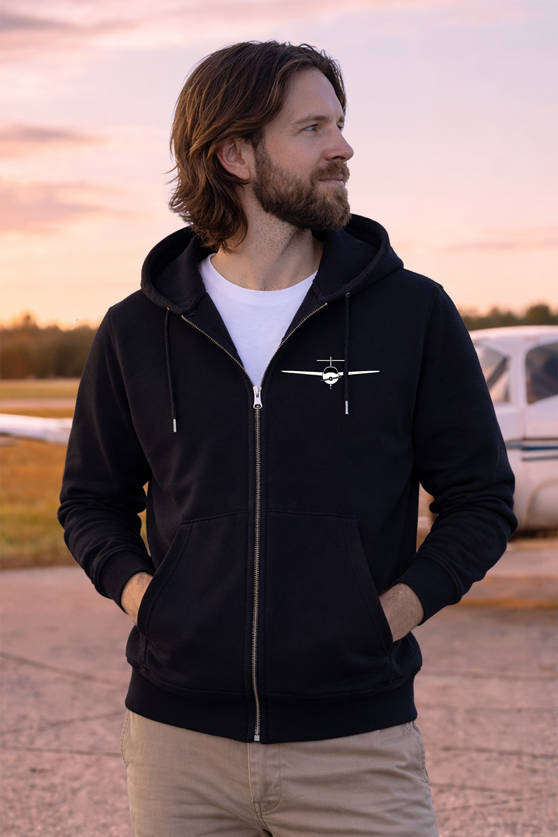 Zipper Hoodie - I dont´t need Therapy, I need my Plane mit Backprint