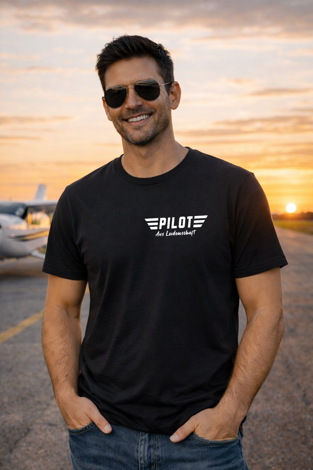 T-Shirt - Pilot aus Leidenschaft mit Backprint