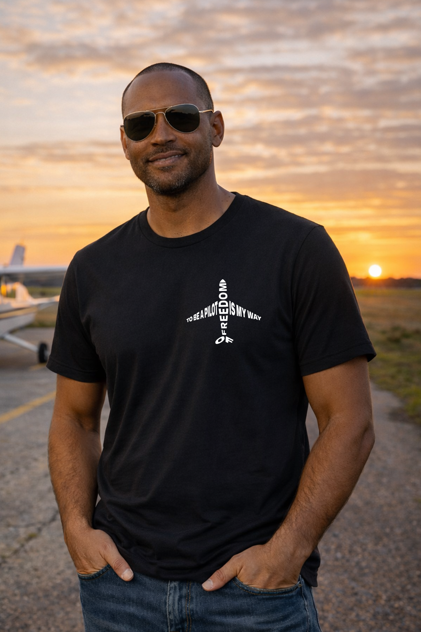 T-Shirt - To be a Pilot is my way of Freedom mit Backprint
