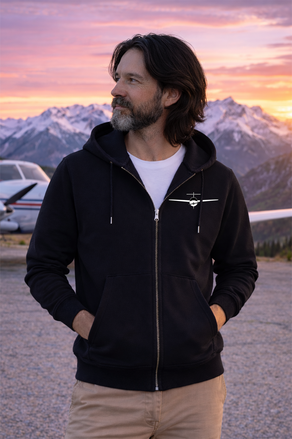 Zipper Hoodie - Born to Fly mit Backprint