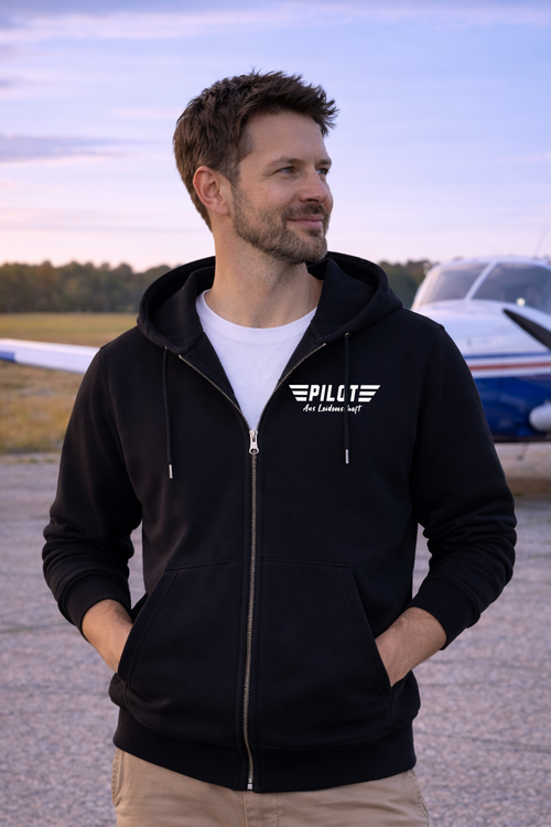 Zipper Hoodie - Pilot aus Leidenschaft mit Backprint