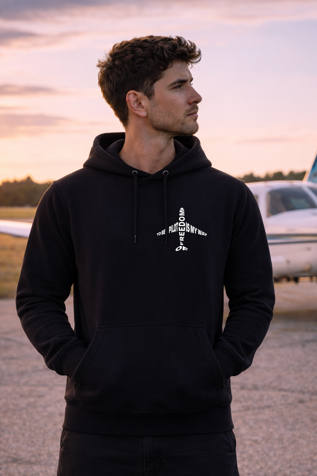 Hoodie - To be a Pilot is my way of Freedom mit Backprint
