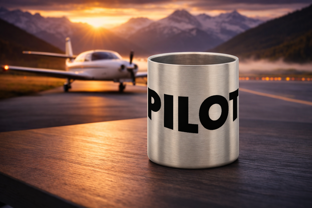 Edelstahl-Tasse mit Karabiner - Pilot