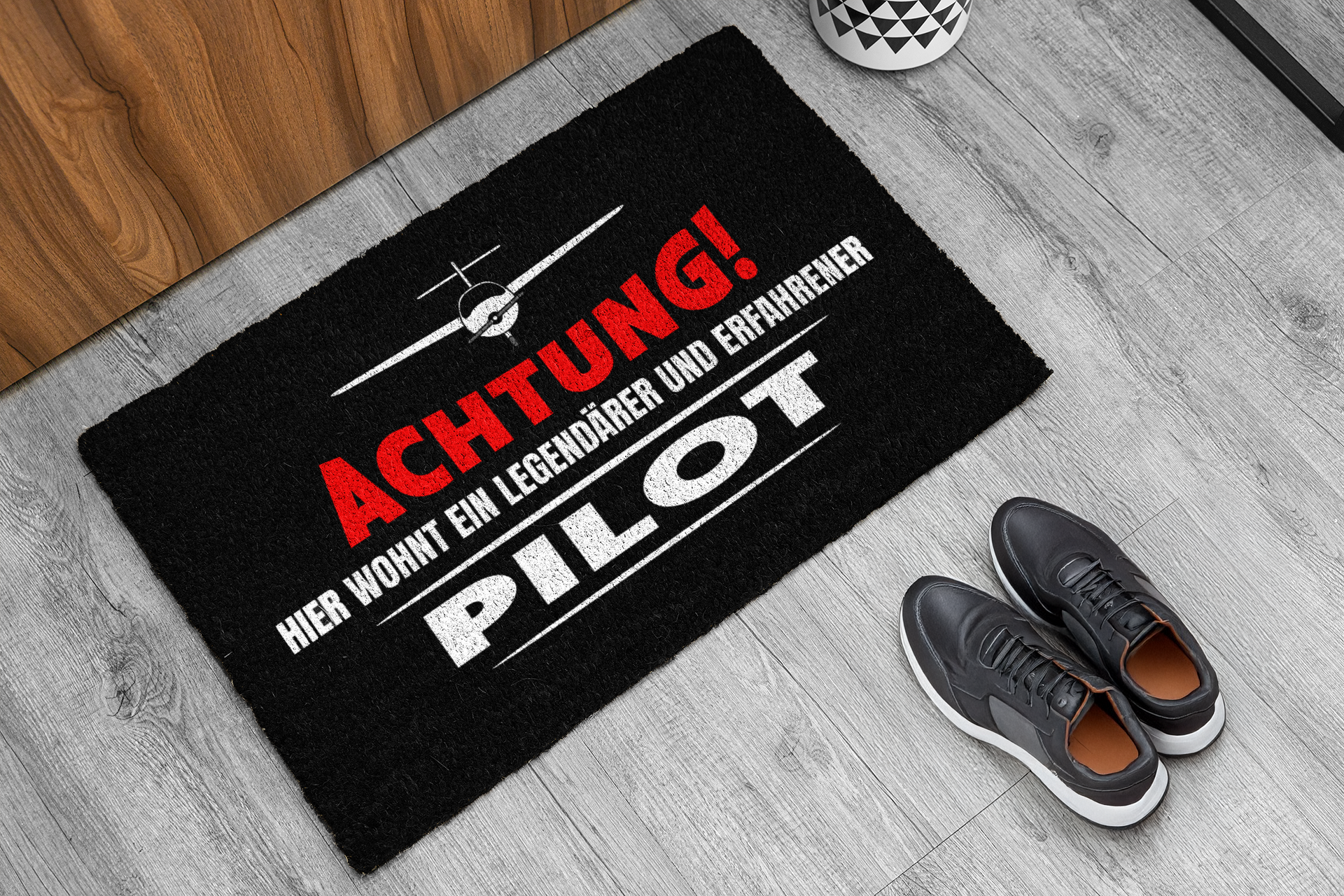 Fußmatte - Achtung  hier wohnt ein legendärer und erfahrener Pilot