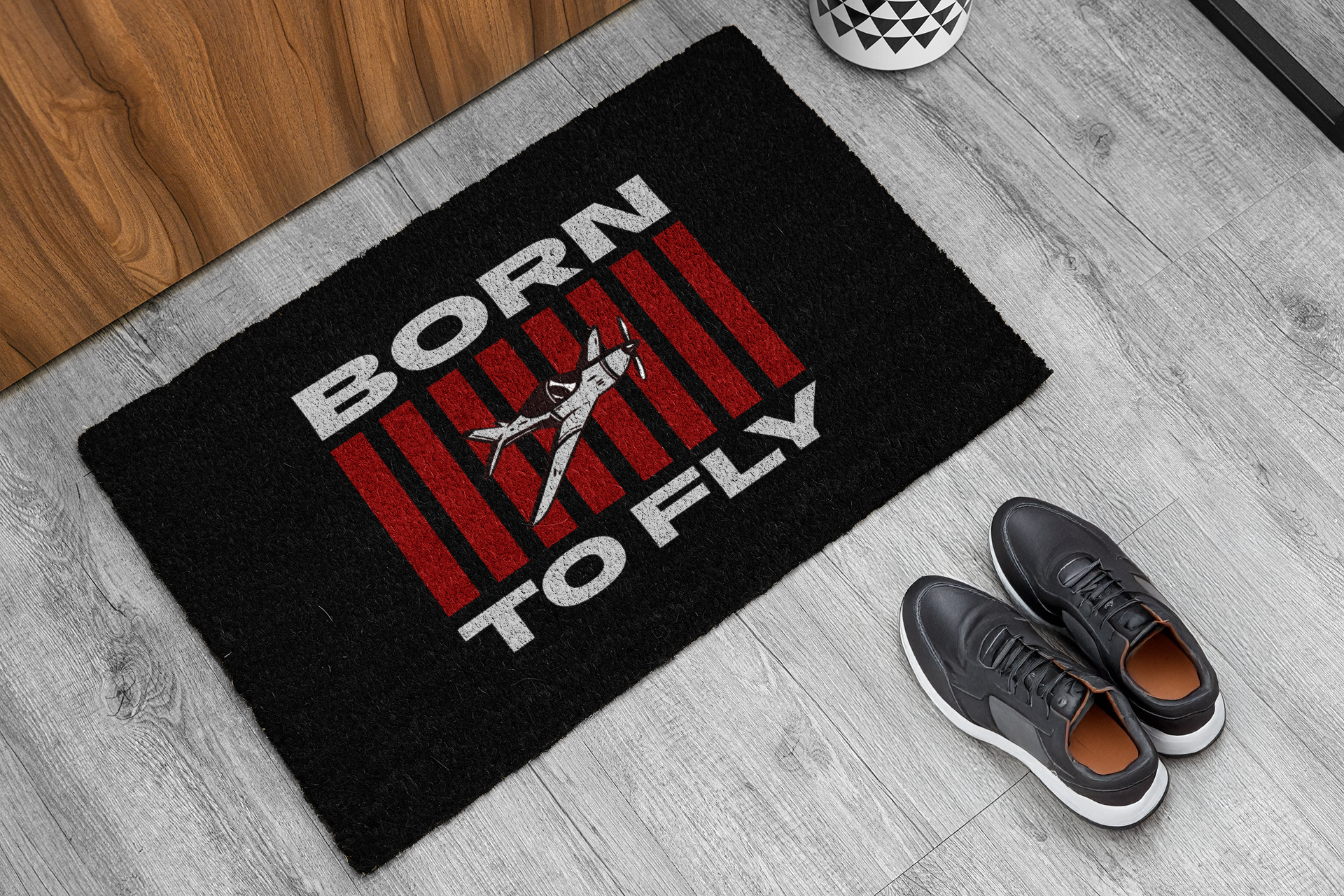 Fußmatte - Born to Fly mit Flugzeug
