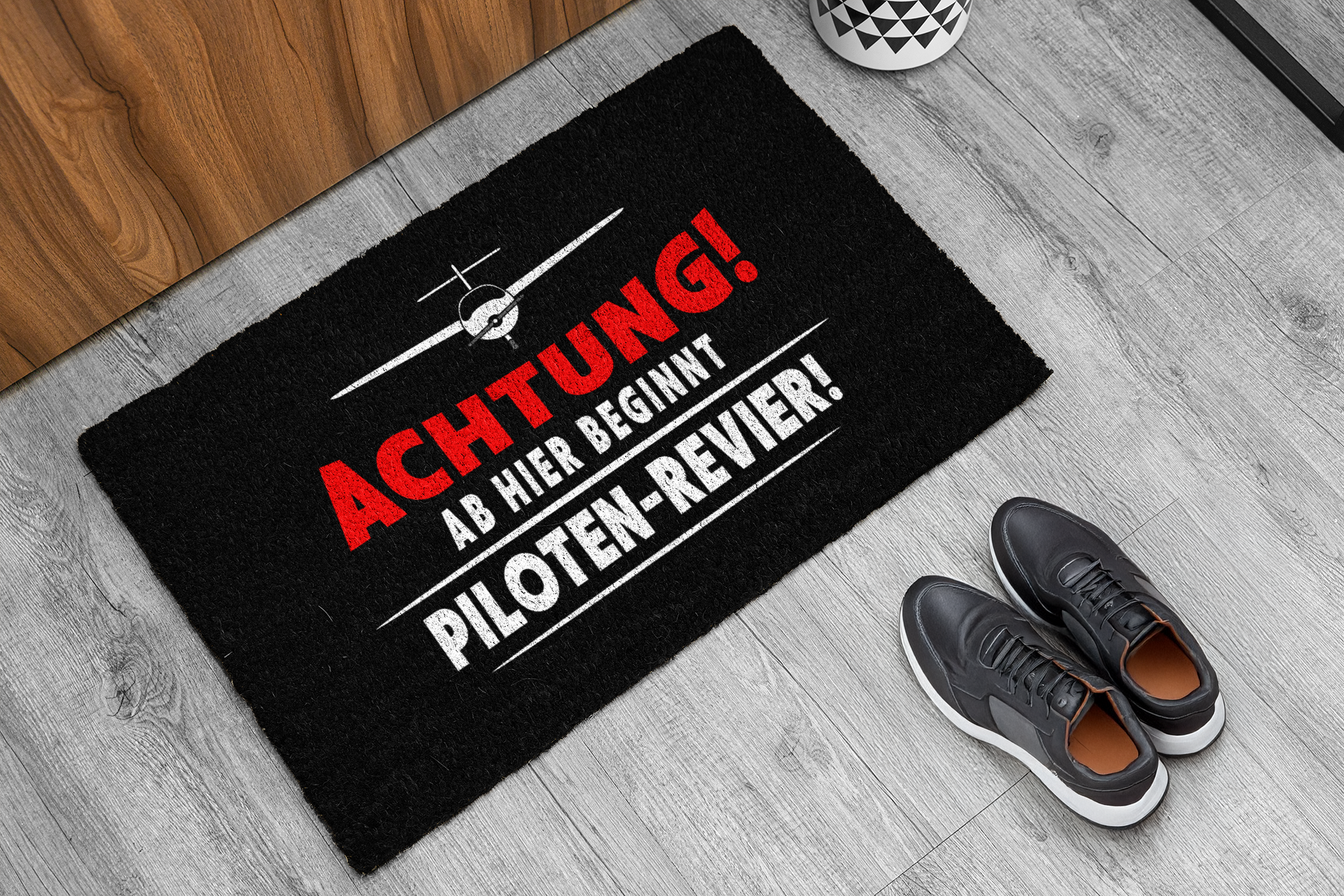 Fußmatte - Achtung ab hier beginnt Piloten-Revier