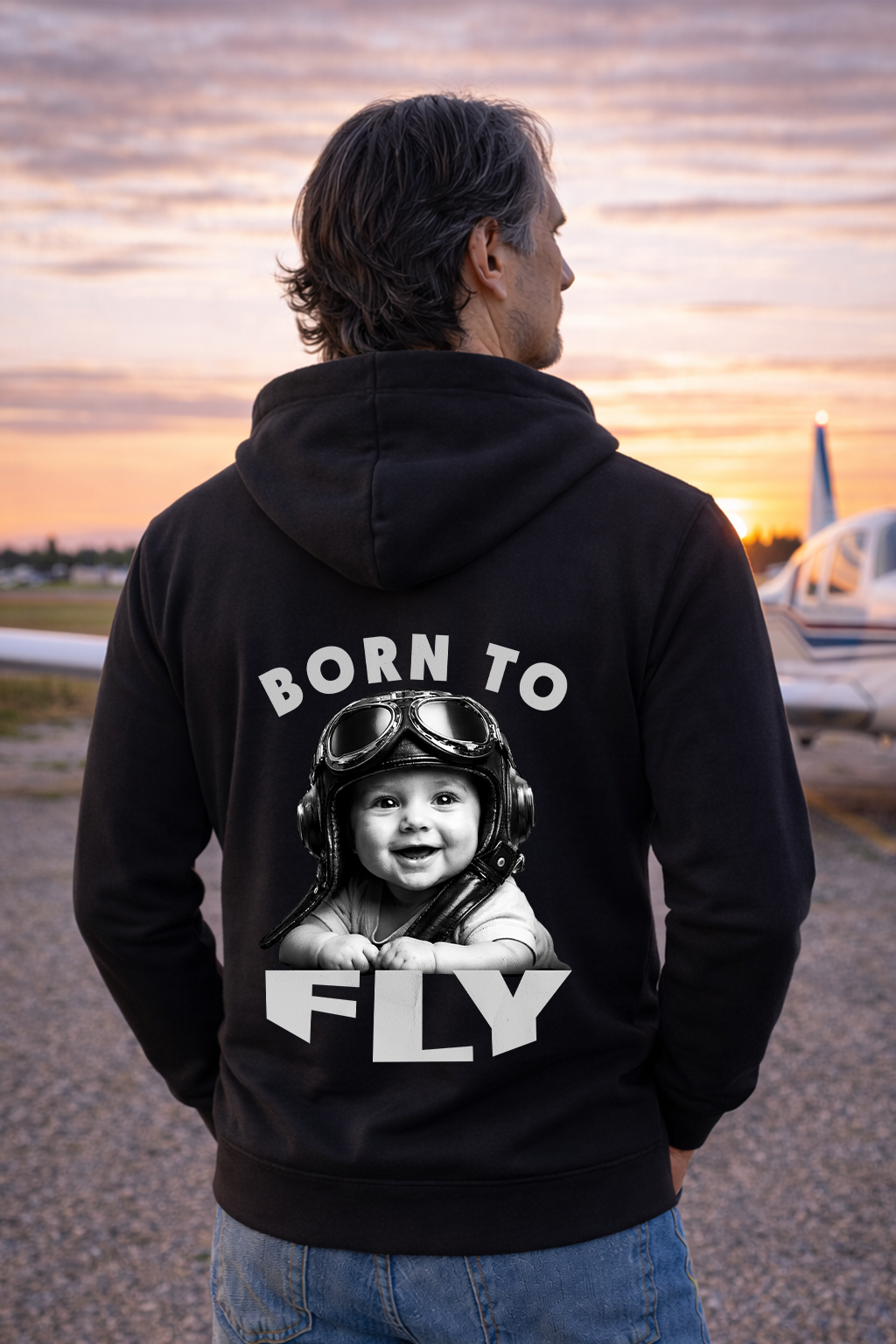 Zipper Hoodie - Born to Fly Baby mit Backprint