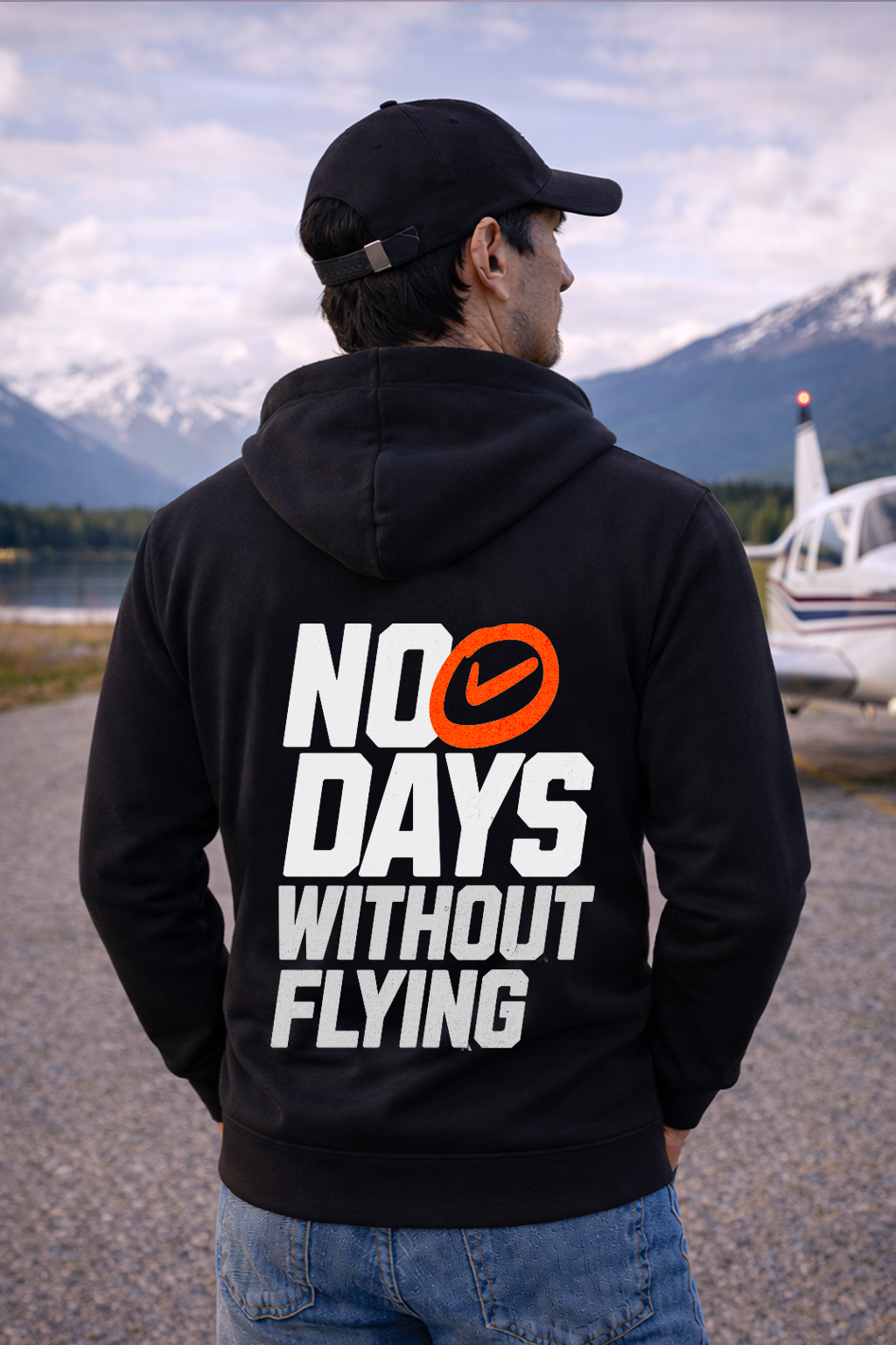 Zipper Hoodie - No days without flying mit Backprint